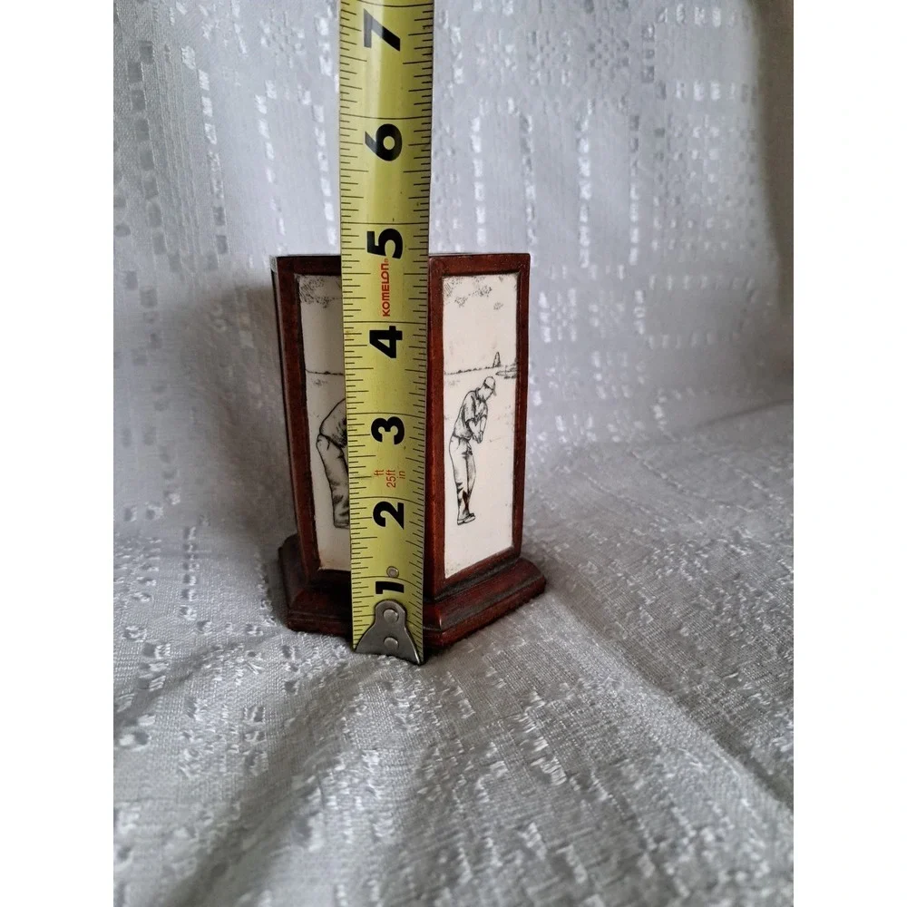 Vintage Enesco Ceramic Desk Golf Decoration Pen Pencil Holder 2002